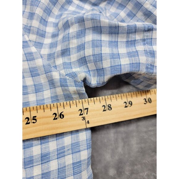 Island Shores Camp Shirt Men's 2XL Blue plaid Linen Blend Short Sleeve Button Up - Picture 3 of 6